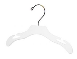 10" White Wooden Baby's Top Hanger with Chrome & Triangle Notches