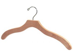 17" Wooden Top Hanger - Natural Maple With Chrome Hook